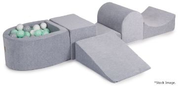 1 x MEOWBABY Premium Soft Foam Play Set with Ball Pit  In Pale Grey - Original Price £179.00 -