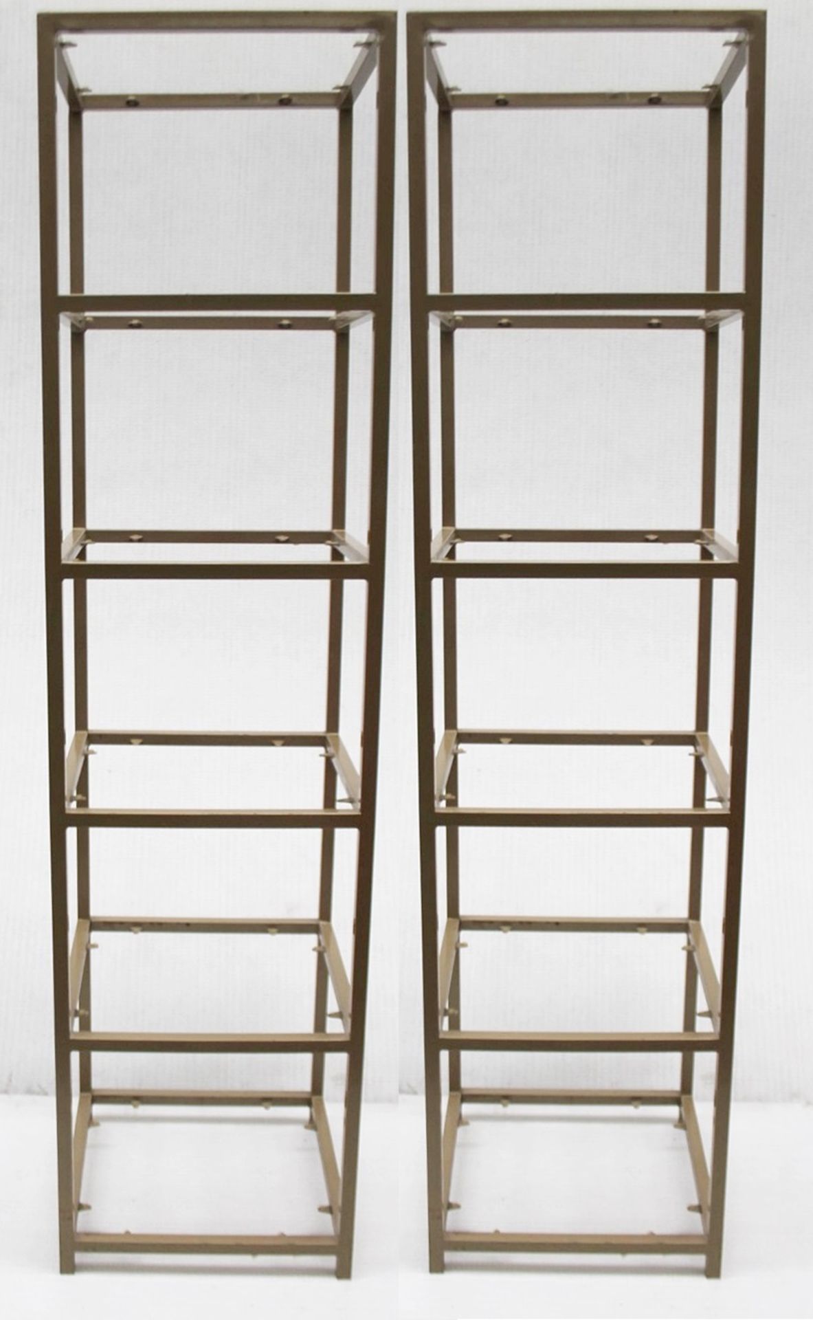 2 x Commercial 2-Metre Tall 5-Tier Shelving Unit In White And Bronze Finish (No Boards) - Ex-Display