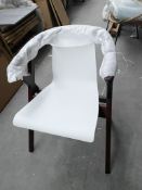 1 x Jasper Walnut White Chair - Dimensions: 78(h) x 60(d) x 56(w) cm - Brand New Boxed Stock - CL508