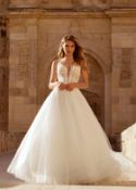 1 x Dando London 'Snowball' Designer Wedding Dress, With Illusion Lace Bodice - UK 14 - RRP £2,147