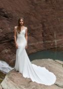1 x Dando London 'Impulsive' Designer Column-style Crepe Wedding Dress Gown - UK 12 - RRP £1,930