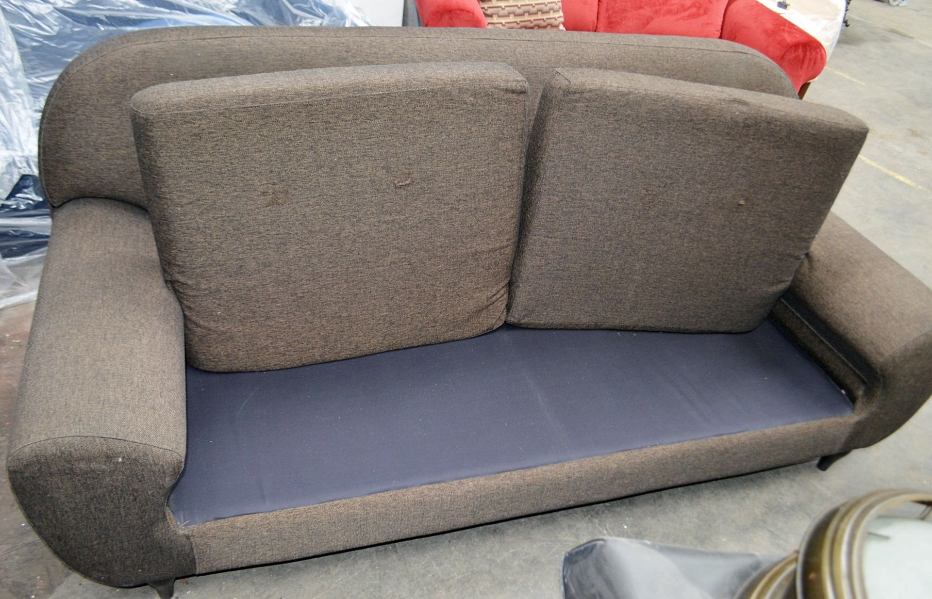 1 x Large Commercial 2-Metre Long Contemporary Sofa In A  Dark Brown/Bronze Woven Fabric - - Image 5 of 6