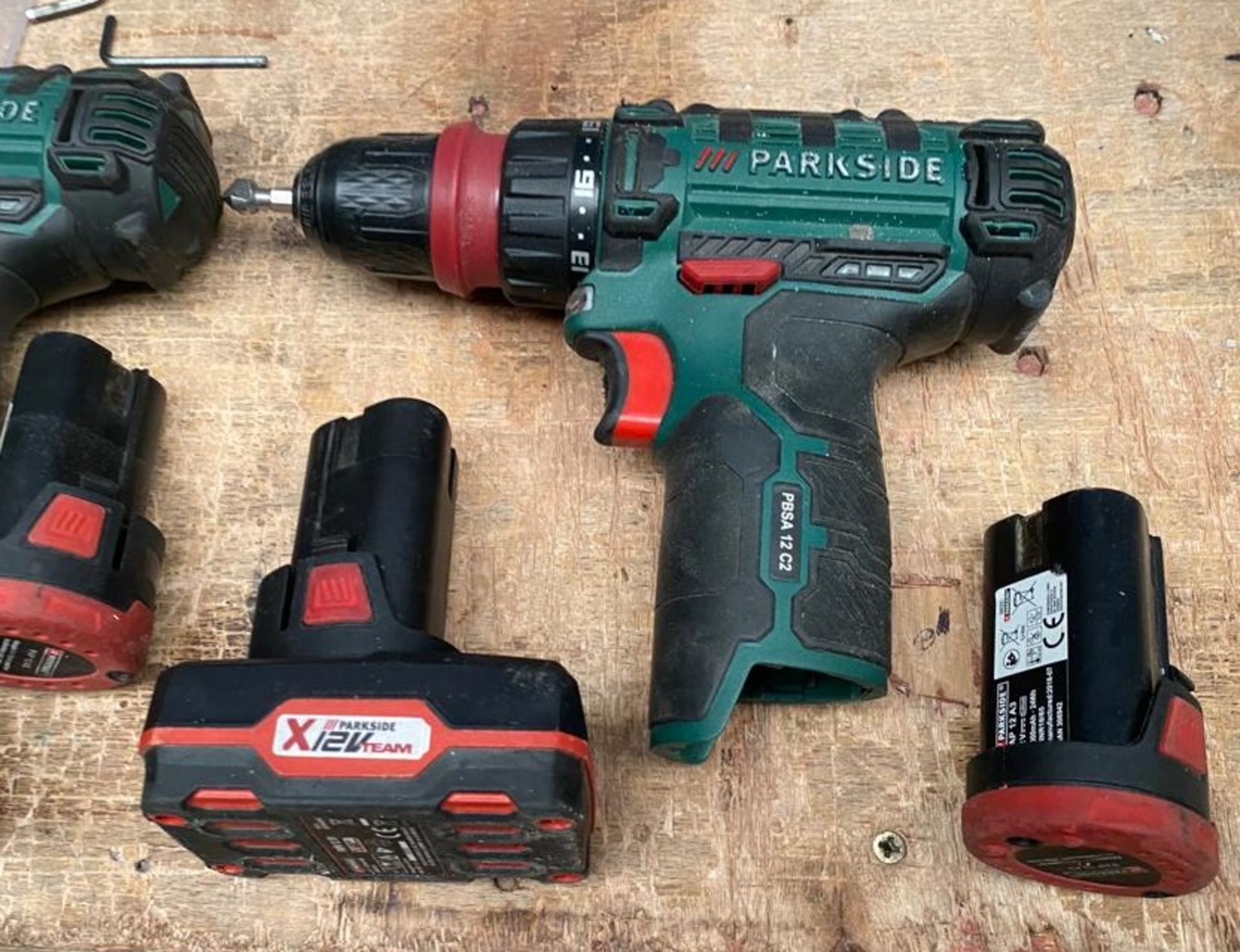 2 x Parkside Cordless 12v Drills - Includes 1 x Charger and 4 x Batteries - Image 2 of 4