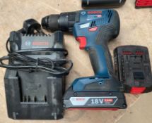 1 x Bosch 18v Cordless Drill - Professional Heavy Duty - Type: GSB 18V-55 - With Charger & Batteries