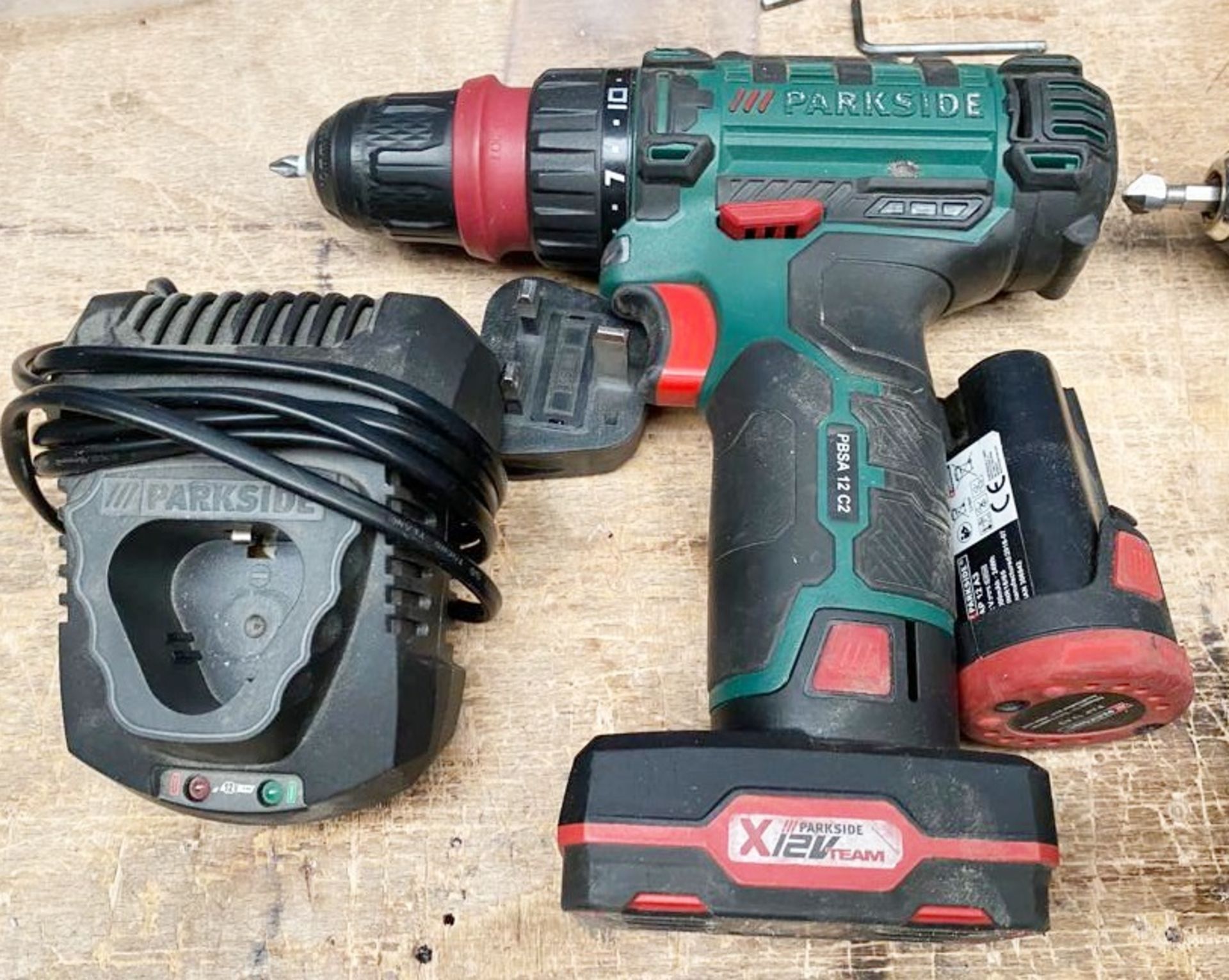 2 x Parkside Cordless 12v Drills - Includes 1 x Charger and 4 x Batteries - Image 3 of 4