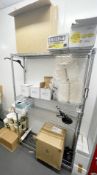 1 x Wire Shelving Rack and Wire Mobile Trolley With Contents - Foods, Disposable Food Trays & More