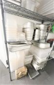 1 x Storage Rack With Contents - Stainless Steel Gastro Pans, Cooking Trays & Plastic Gastro Pans