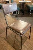 8 x Restaurant Dining Chairs With a Brown Leather Upholstery and Metal Frames