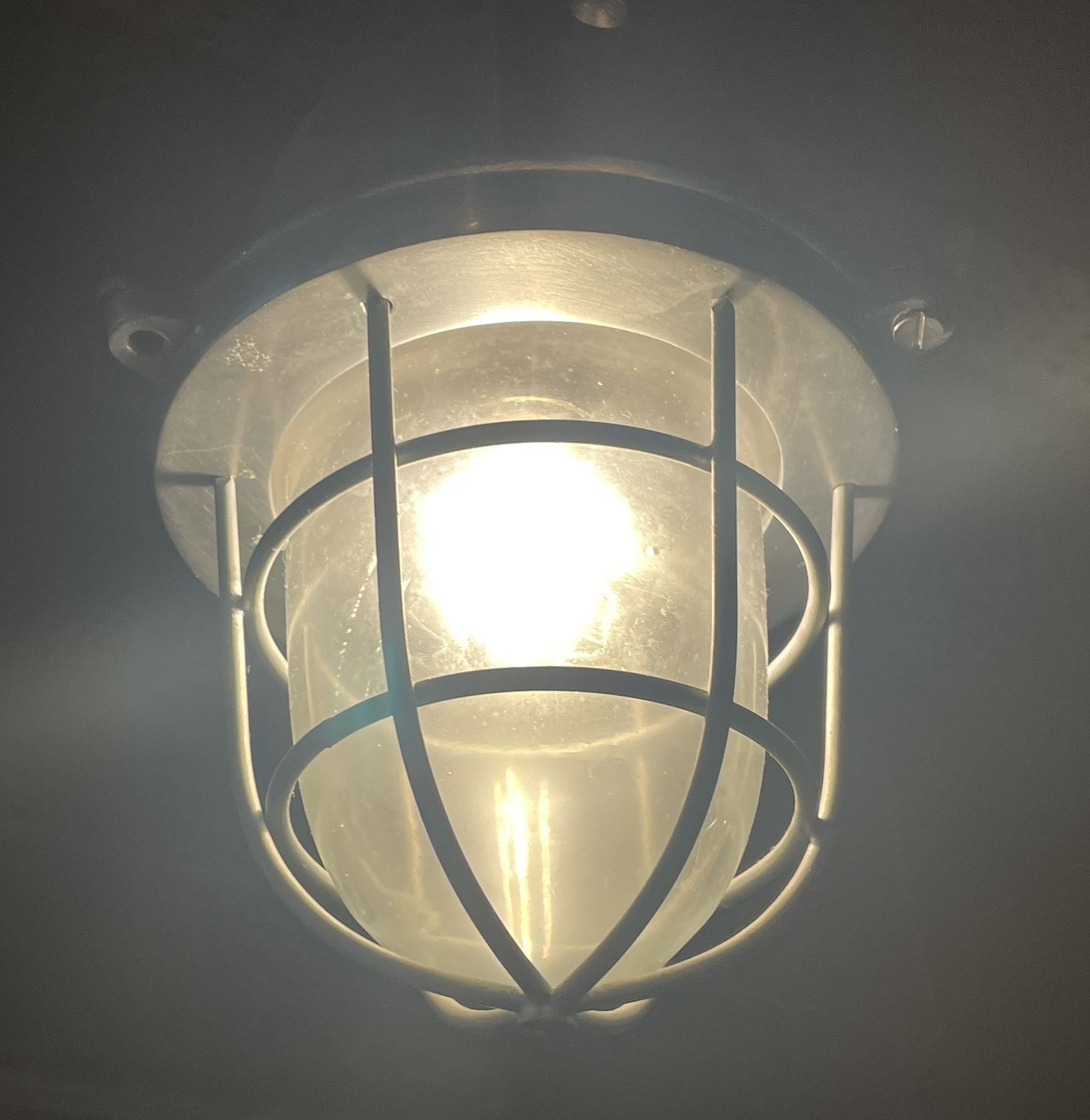6 x Industrial Style Bulkhead Ceiling Light Pendants - Size: 30 x 120 cms - Suspended Size Unknown - Image 3 of 5