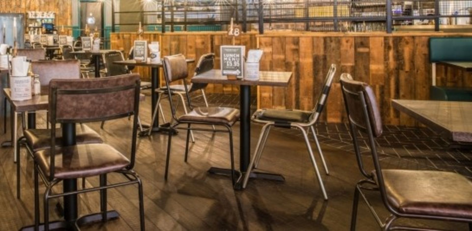 8 x Restaurant Dining Chairs With a Brown Leather Upholstery and Metal Frames - Image 4 of 14