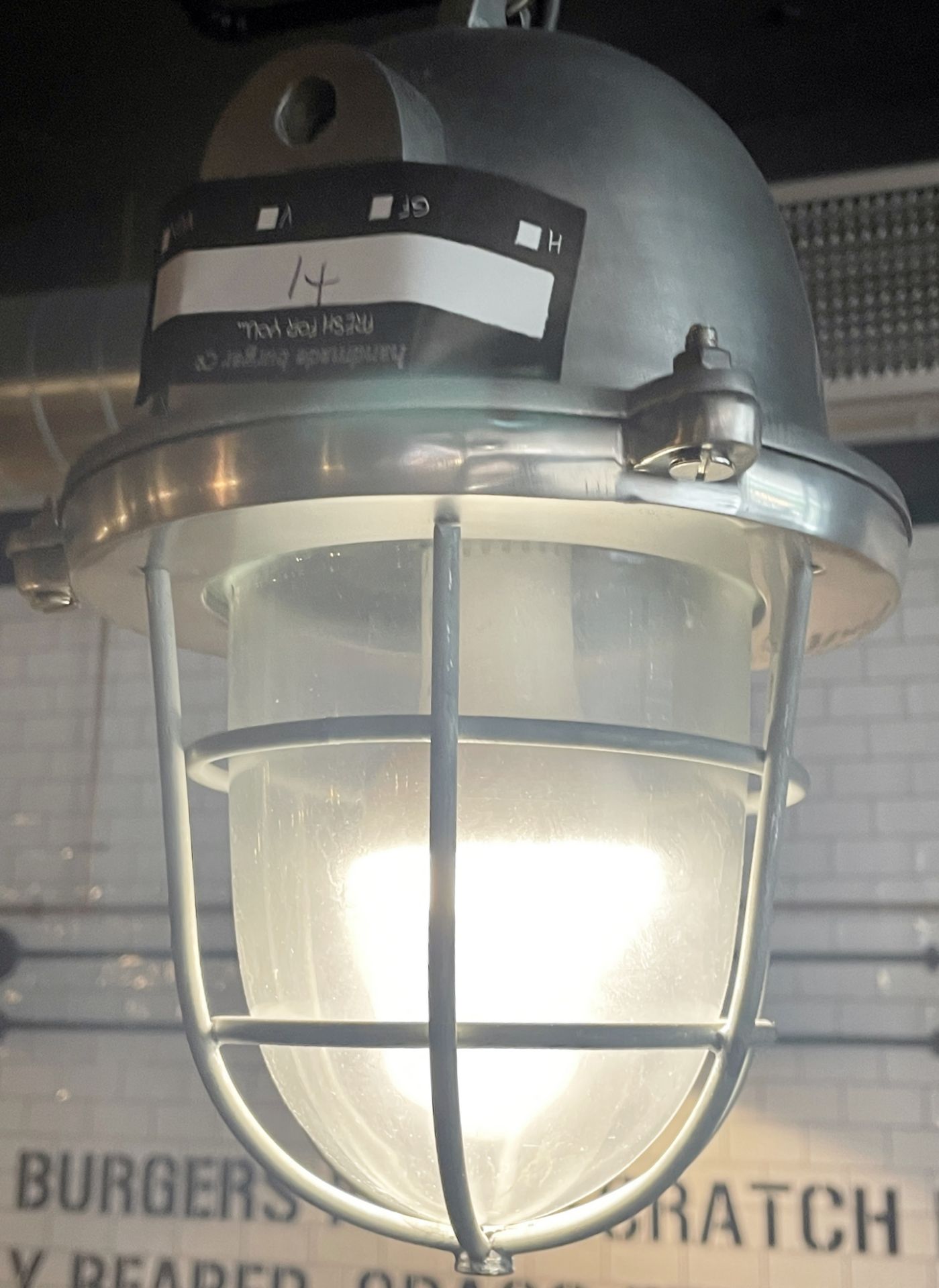 6 x Industrial Style Bulkhead Ceiling Light Pendants - Size: 30 x 120 cms - Suspended Size Unknown - Image 5 of 5
