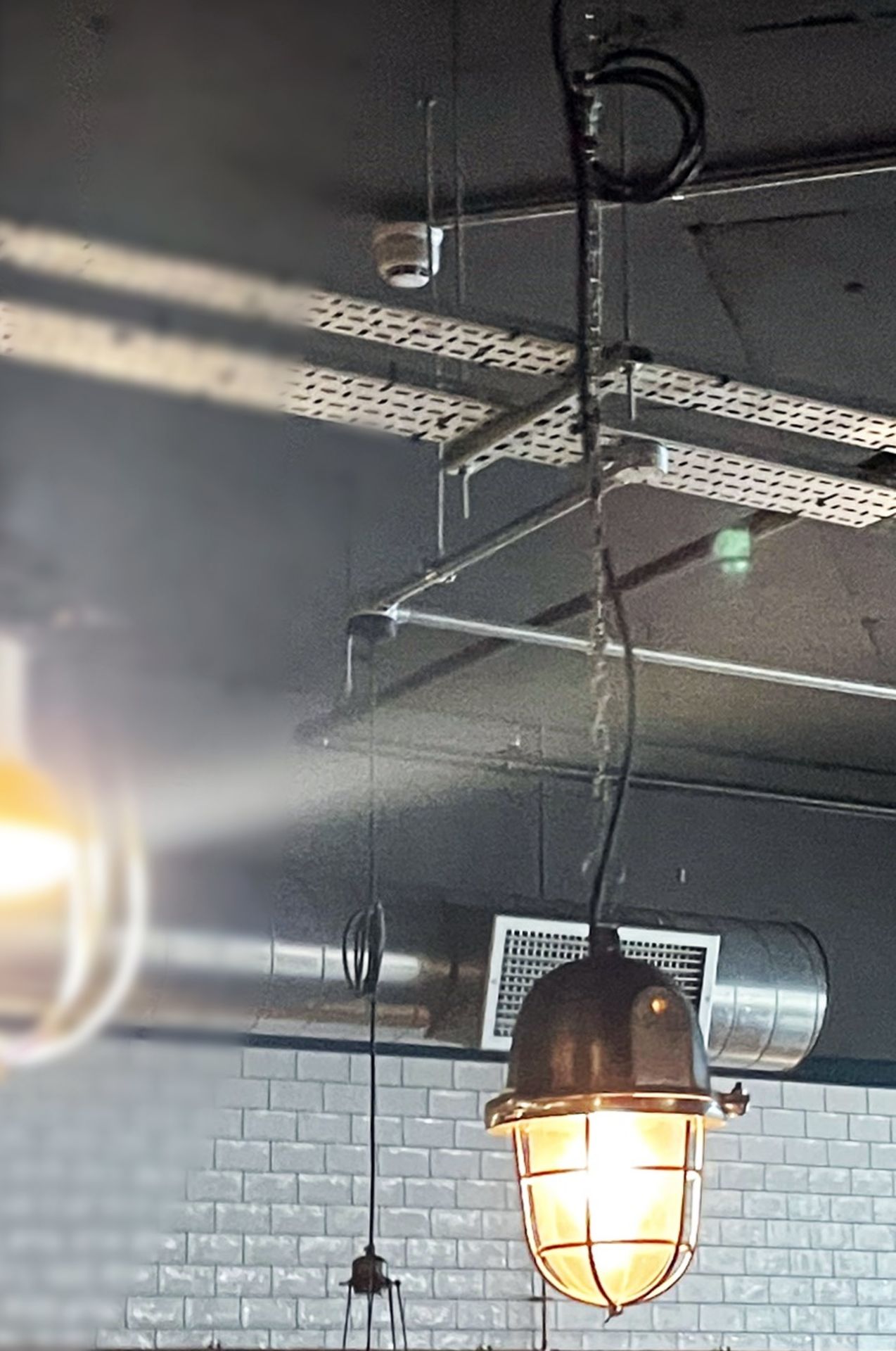 6 x Industrial Style Bulkhead Ceiling Light Pendants - Size: 30 x 120 cms - Suspended Size Unknown - Image 2 of 5