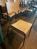 4 x Vintage School Style Dining Chairs Featuring Metal Frames and Oak Veneer Seat and Back Rests
