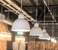 5 x Dome Ceiling Pendant Lights With a Cream Finish - Size: 40 x 36 cms