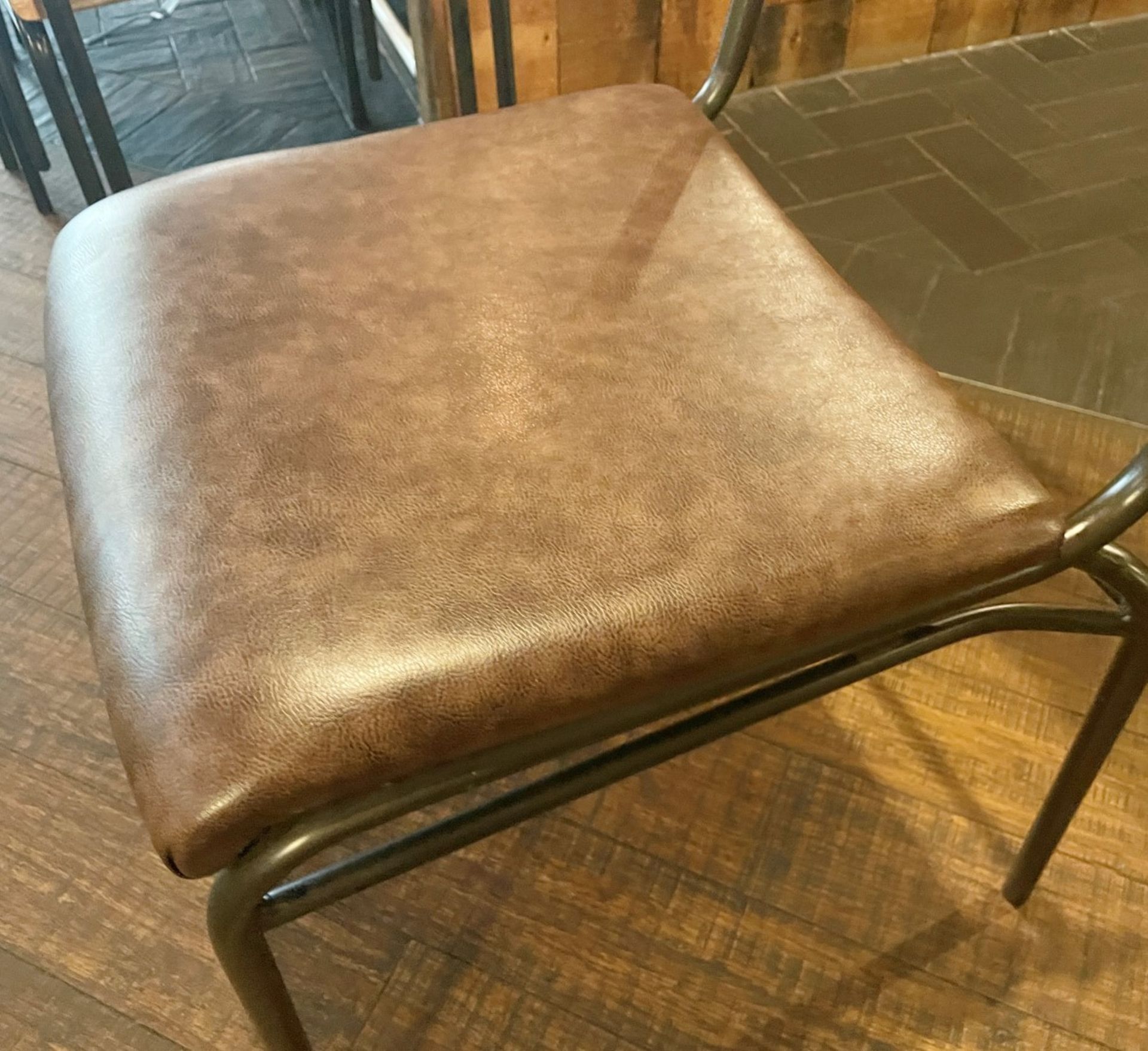 8 x Restaurant Dining Chairs With a Brown Leather Upholstery and Metal Frames - Image 14 of 14