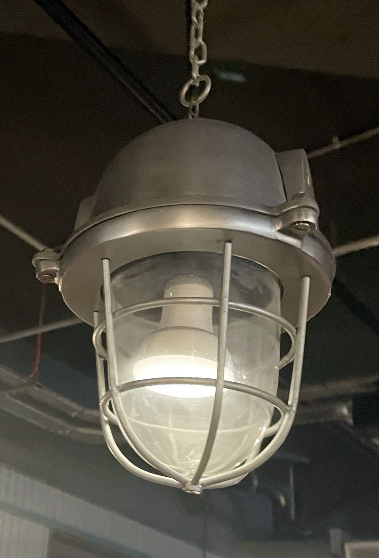 6 x Industrial Style Bulkhead Ceiling Light Pendants - Size: 30 x 120 cms - Suspended Size Unknown