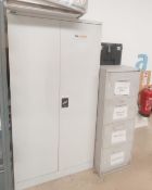 1 x Silverline Upright Storage Cabinet and 3 x Metal Filing Cabinets