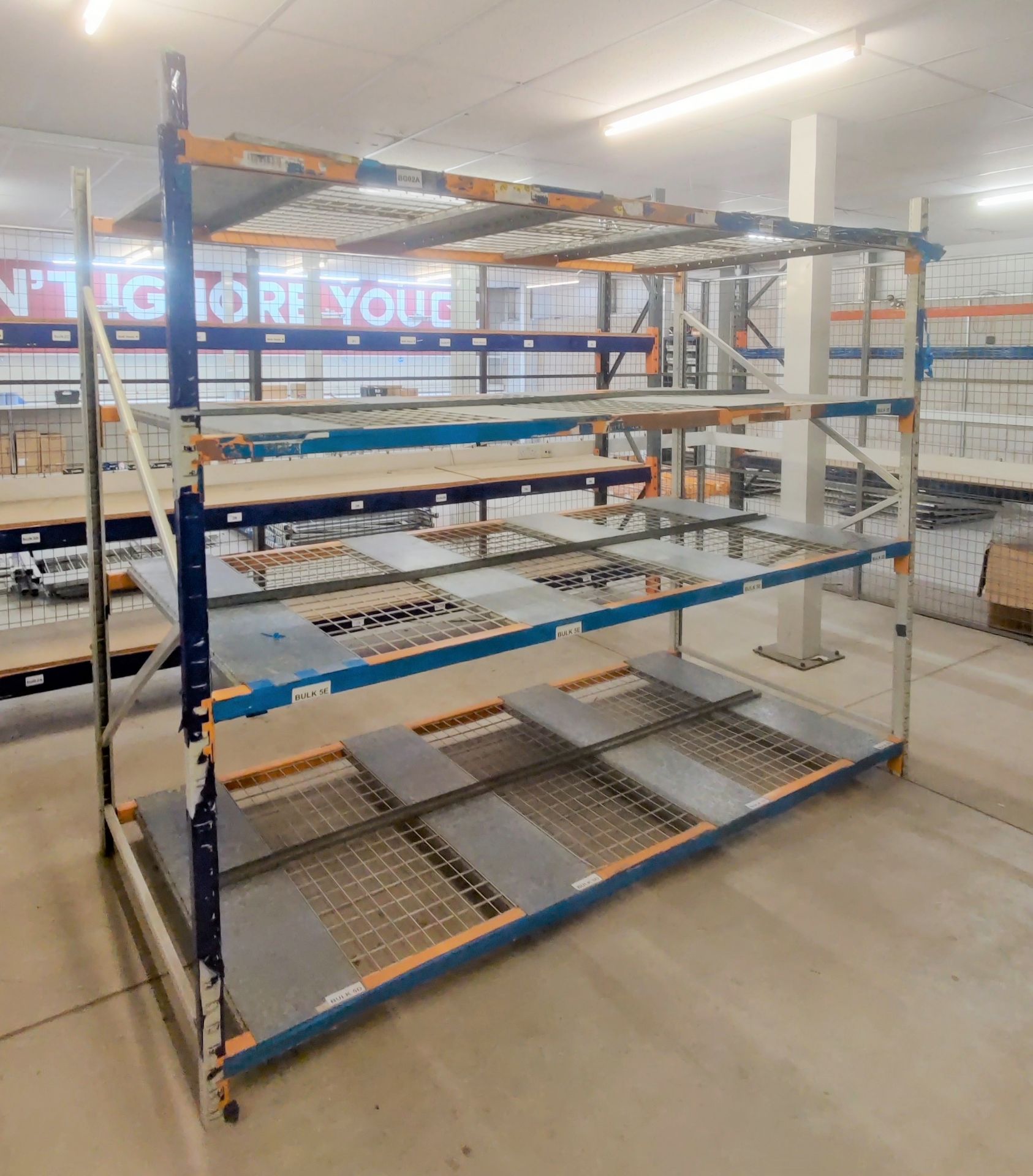 4 x Bays of Heavy Duty Warehouse Racking / Shelving With Metal Shelf Panels