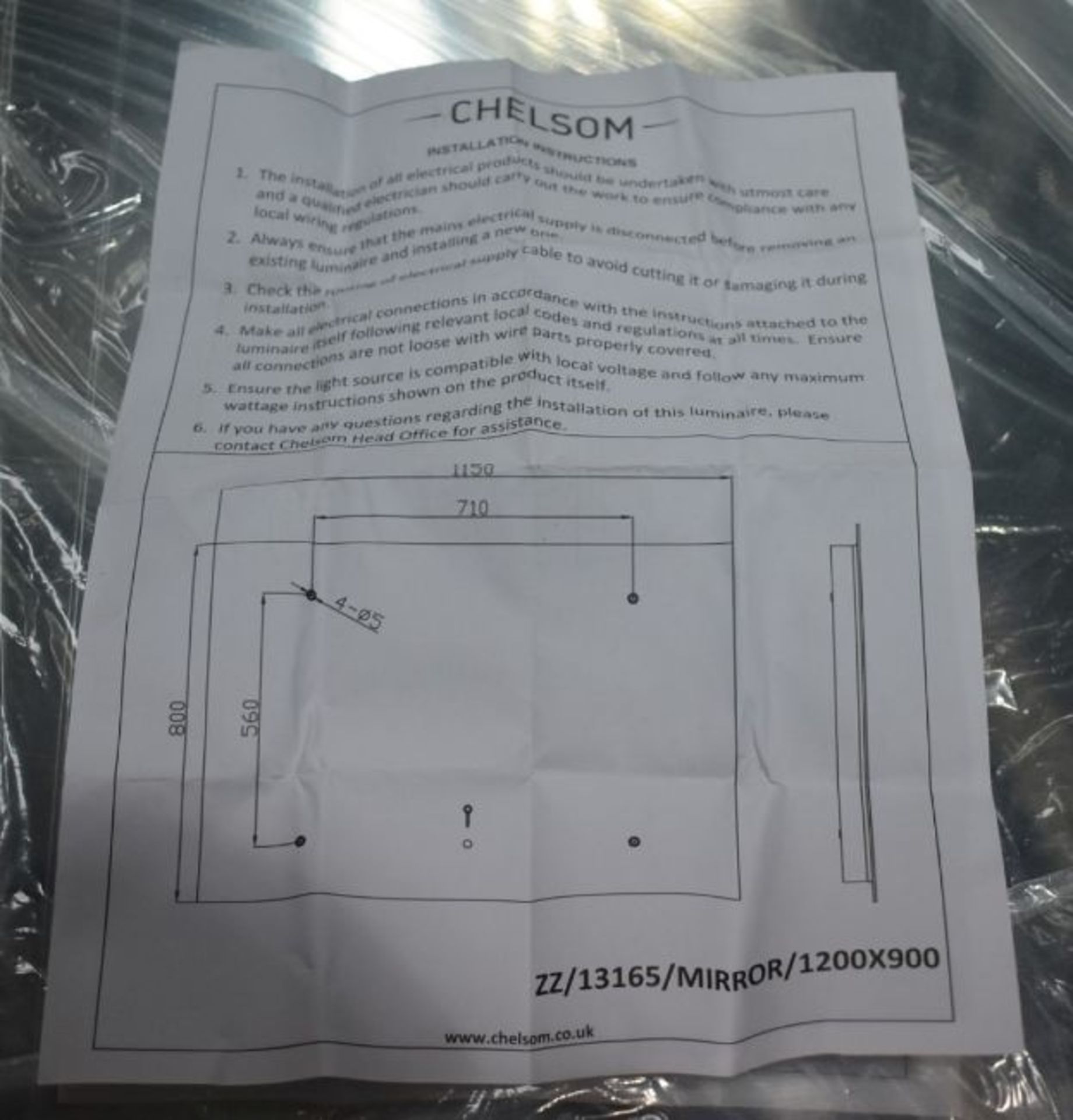 1 x Chelsom Large Illuminated LED Bathroom Mirror With Demister - Brand New Stock - As Used in Major - Image 4 of 11