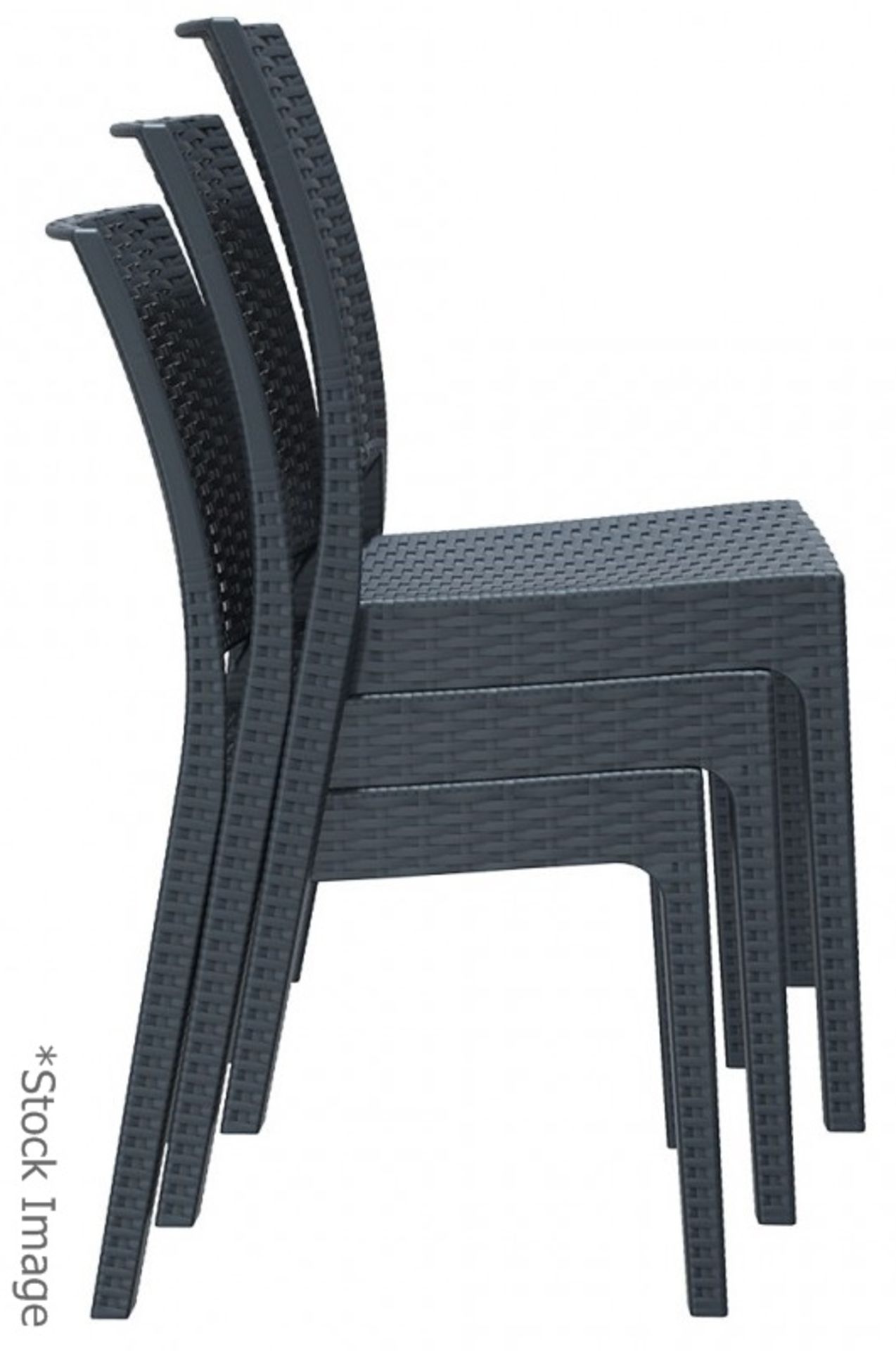 8 x Siesta 'Florida' Rattan Style Garden Chairs In Dark Grey - Suitable For Commercial or Home Use - - Image 8 of 14