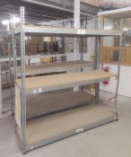 2 x Galvanised Steel Boltless Warehouse Shelving Units With Wooden Boards - Size: H200xW185xD60cm