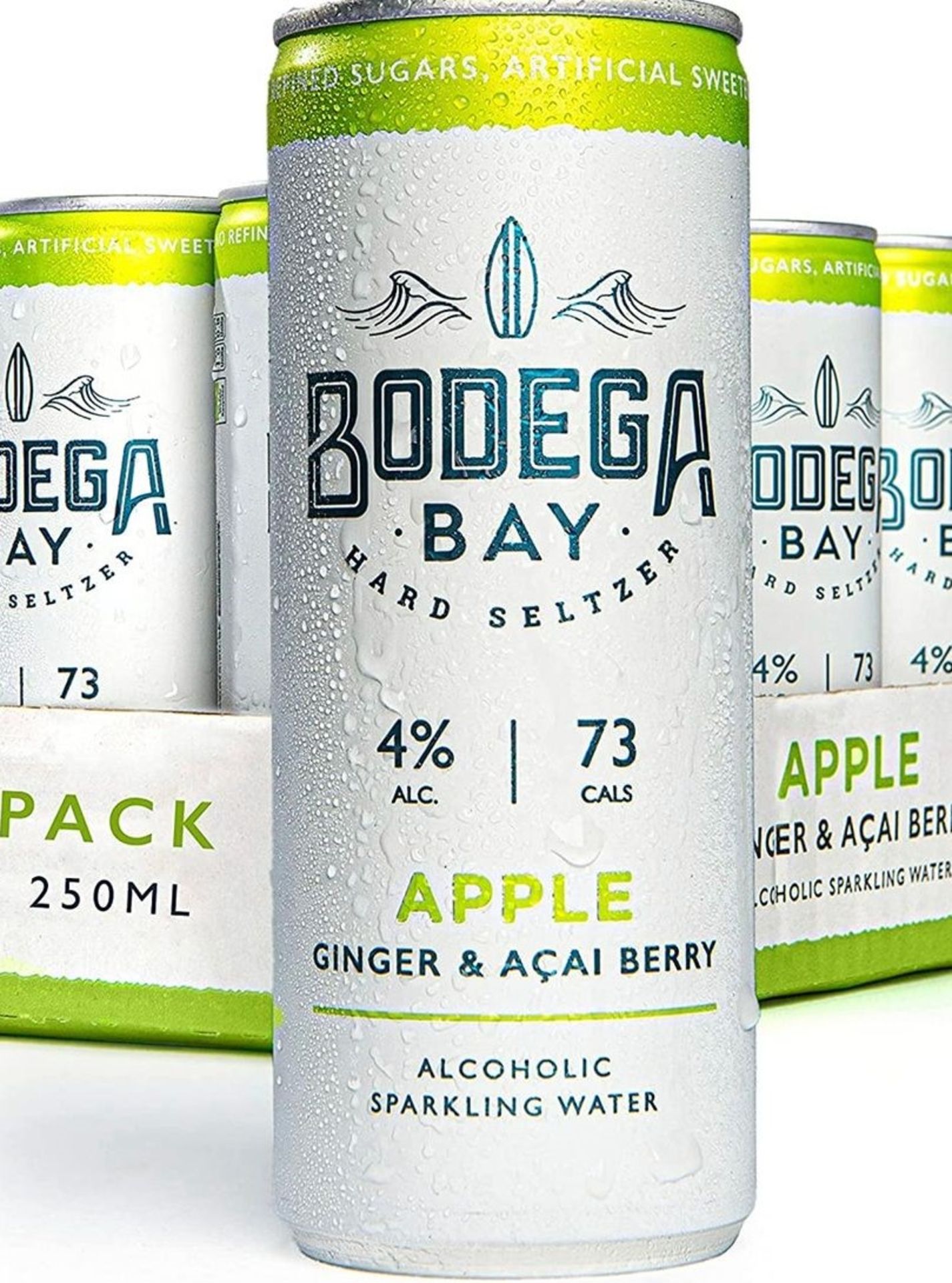 90 x Bodega Bay Hard Seltzer 250ml Alcoholic Sparkling Water Drinks - Apple Ginger & Acai Berry - 4% - Image 5 of 6