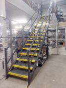 1 x Industrial Heavy Duty Steel Staircase Featuring 17 Anti Slip Steps and a Length of 6.3