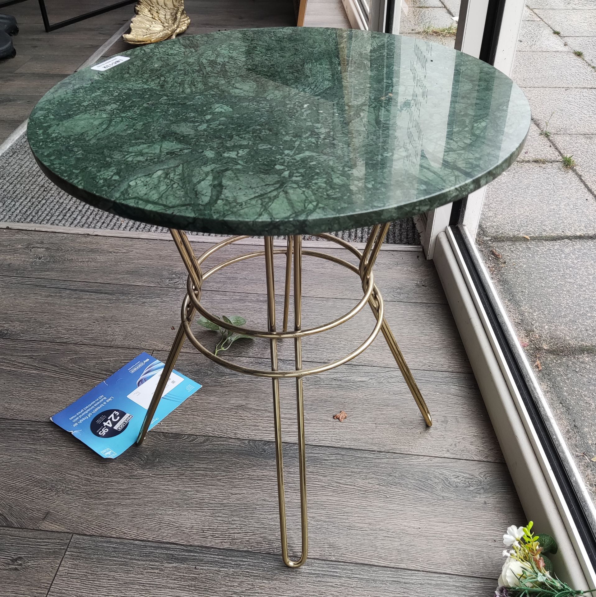 1 x Circular Coffee Table With Green Marble Top - LBC132 - CL763- Location: Sale M33Dimensio - Image 2 of 3