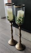 3 x Tall Standing Hurricane Vases - Suitable for Pillar Candles And Tea Lights - LBCTBC - CL763- Loc