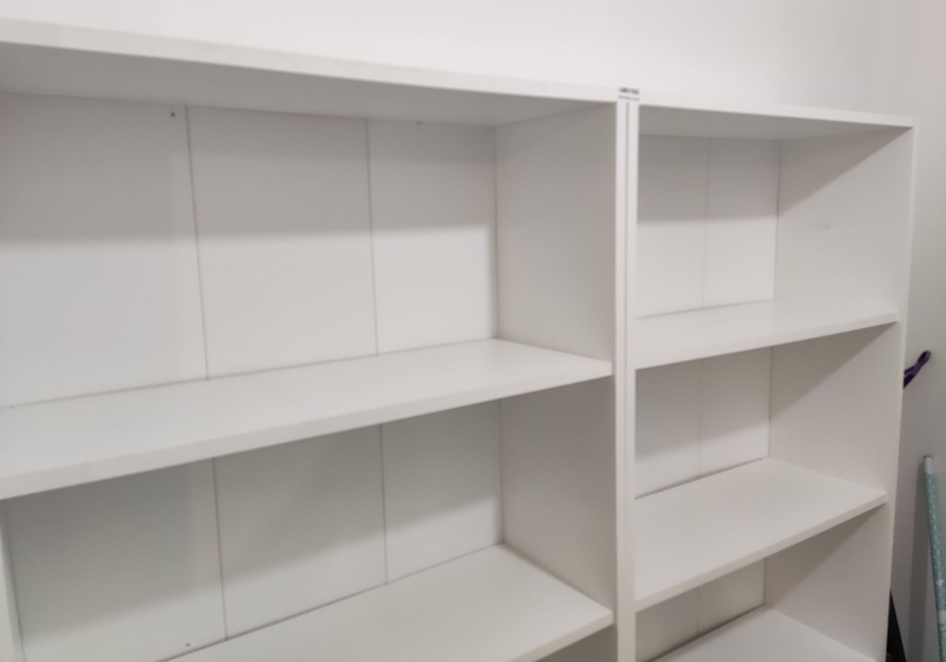 Pair of Tall White Wooden Display Shelving Units - LBC102 - CL763- Location: Sale M33Dimensi - Image 3 of 3