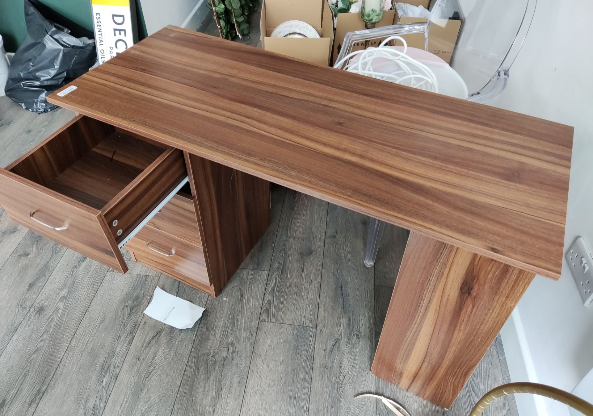 1 x Wooden Office Desk with Integrated Drawers and Shelves - LBC125 - CL763- Location: Sale M33< - Image 3 of 4