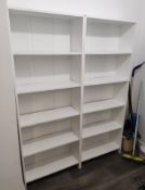 Pair of Tall White Wooden Display Shelving Units - LBC102 - CL763- Location: Sale M33Dimensi