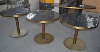 3 x Dining Tables By AKP Design Athens - Features Black Marble Effect Tops With Antique Brass Edging