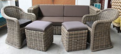 5-Piece GLOSTER Luxury Artisan Woven Outdoor Furniture Set (1 Sofas/2 Chairs/2 Stools)