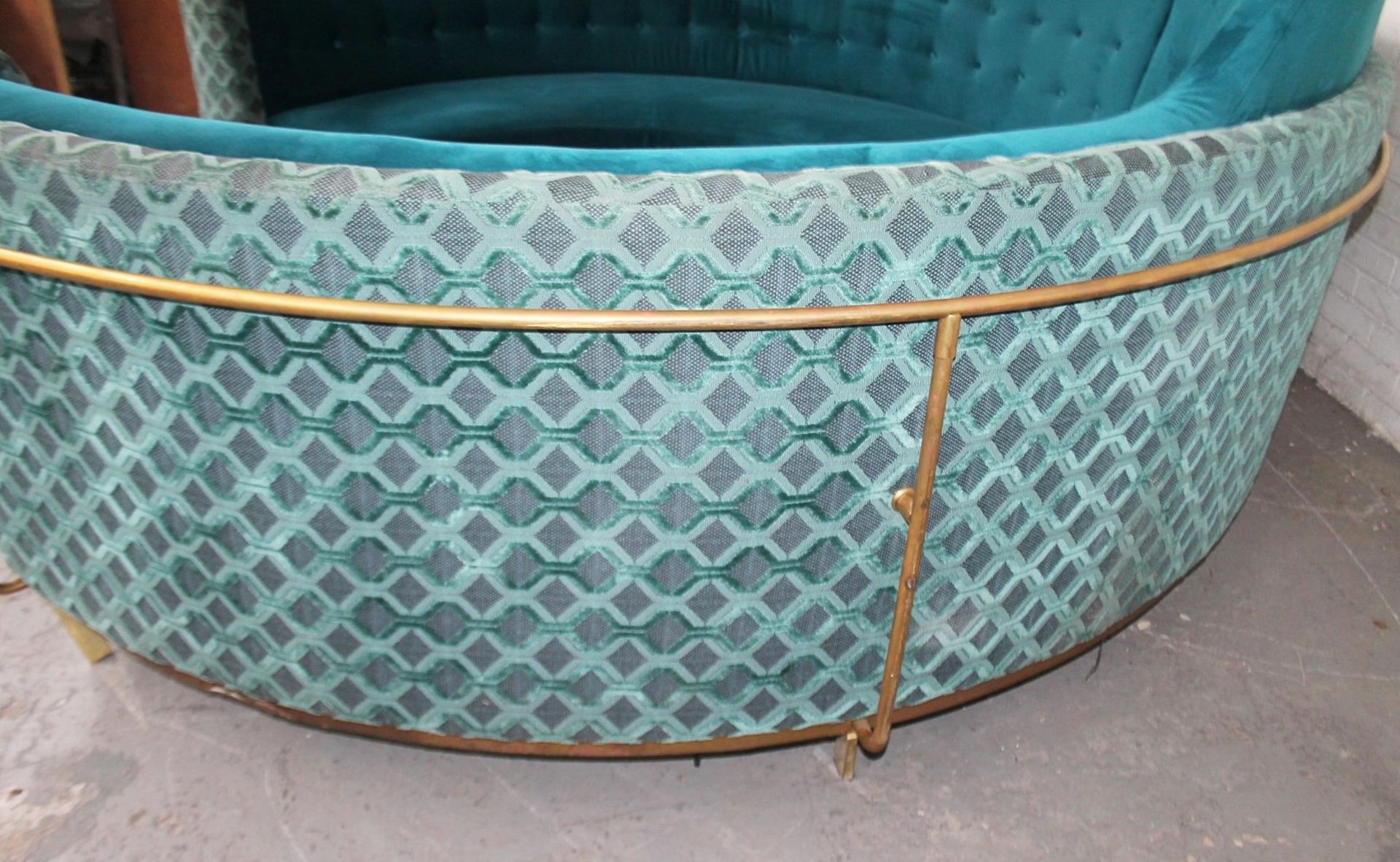 1 x Bespoke Commercial Curved C-Shaped Booth Seating Upholstered In Premium Teal Coloured Fabrics - - Image 10 of 17
