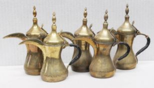 5 x Vintage Brass Arabic Dallah Coffee Pots - Recently Removed From A Well-known London Department