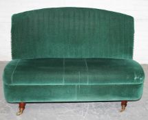 1 x Commercial Freestanding 2-Seater Booth Seating Sofa In A Deep Green Velvet With A Bespoke