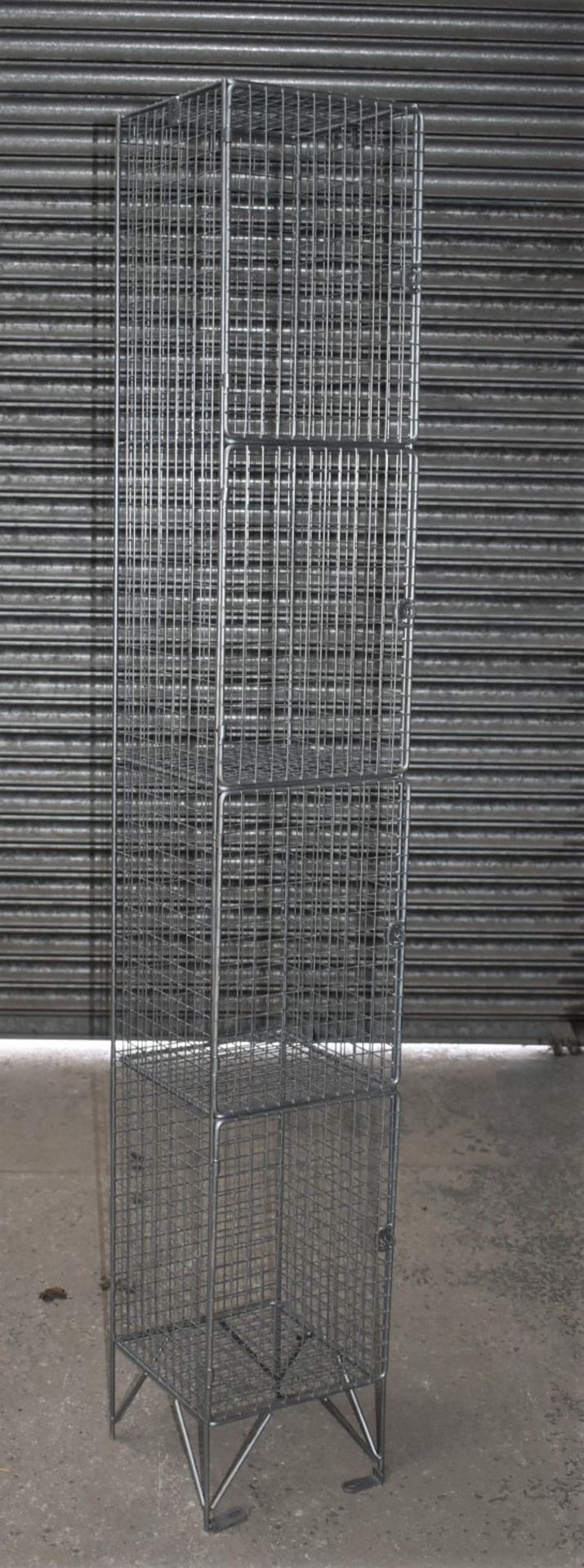1 x Wire Mesh Cage Lockers With Four Locker Compartments - Dimensions: H193 x W30 x D32 cms - Ref: