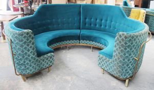 1 x Bespoke Commercial Curved C-Shaped Booth Seating Upholstered In Premium Teal Coloured Fabrics -