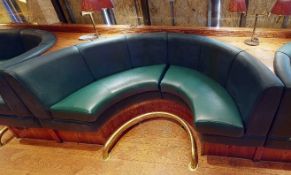 1 x C Shaped Seating Booth Upholstered in a Green Faux Leather - Width 220cms