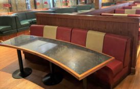 1 x Retro 1950's American Diner Style Curved Seating Bench With Curved Table - Approx 8.7ft Length