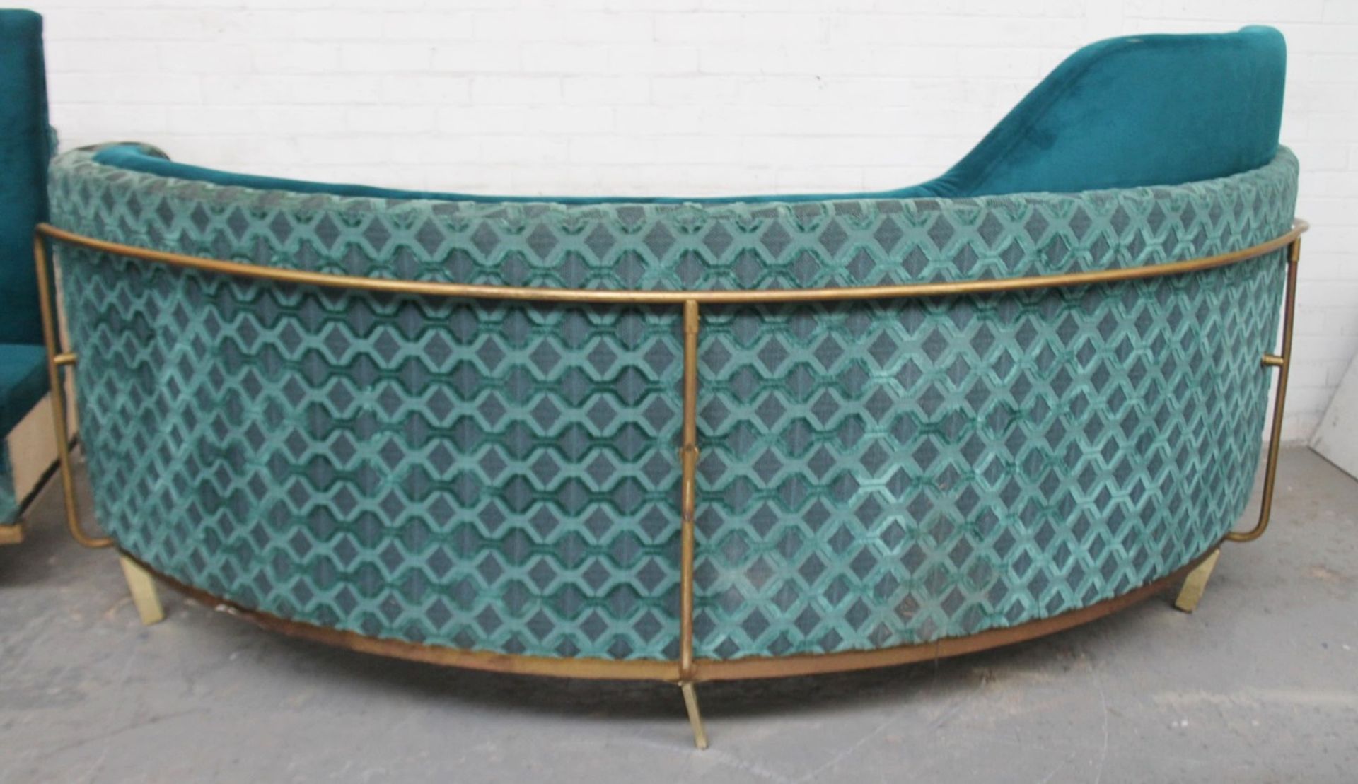 1 x Bespoke Commercial Curved C-Shaped Booth Seating Upholstered In Premium Teal Coloured Fabrics - - Image 15 of 17