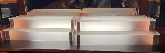 4 x Frosted Acrylic Two Tier Backbar Wine Display Shelves - Approx Length 100cm