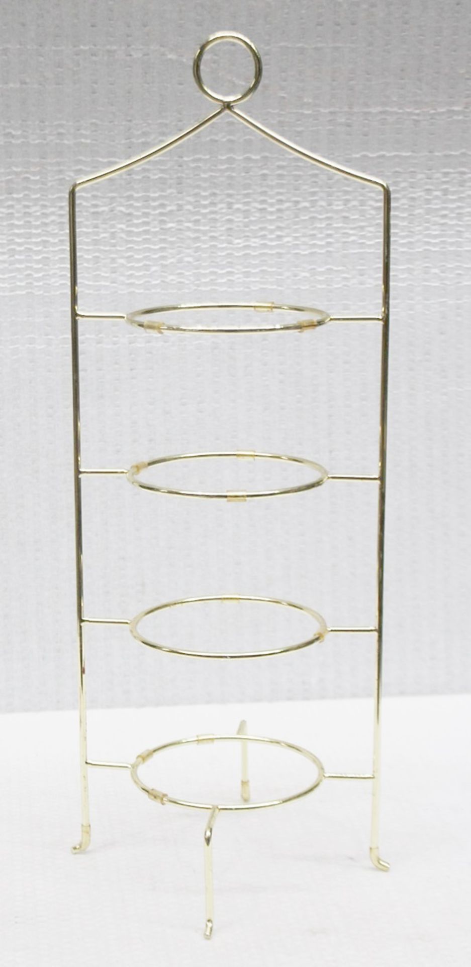 4 x Wedgwood Branded 4-Tier Luxury Metal Afternoon Tea Plate Stands With A Gold Finish - Recently