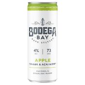 24 x Bodega Bay Hard Seltzer 250ml Alcoholic Sparkling Water Drinks - Apple Ginger & Acai Berry - 4%