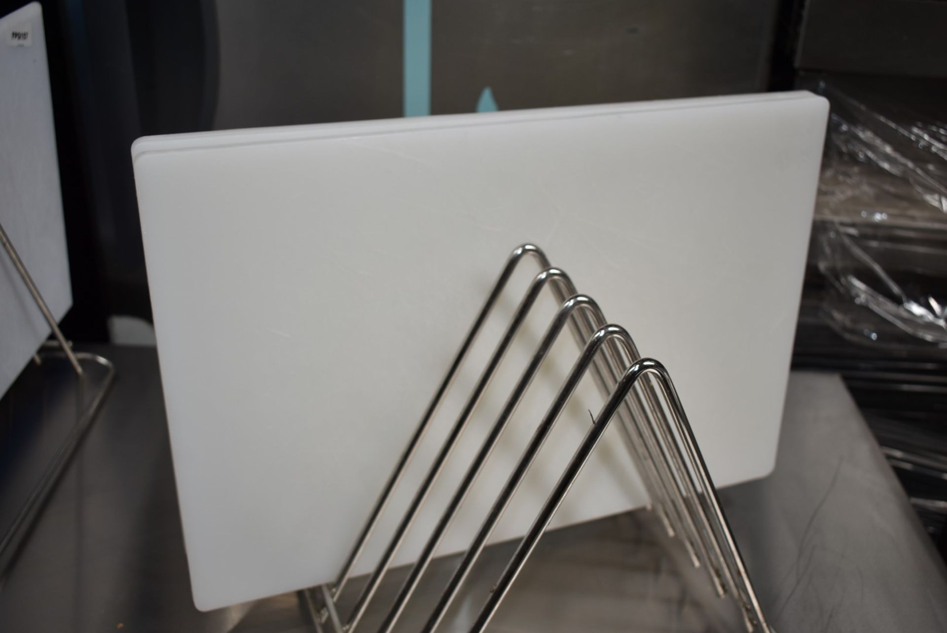 6 x Colour Coded Chopping Boards For Commercial Kitchens - Hygienic Plastic Design With Stand - Image 5 of 8