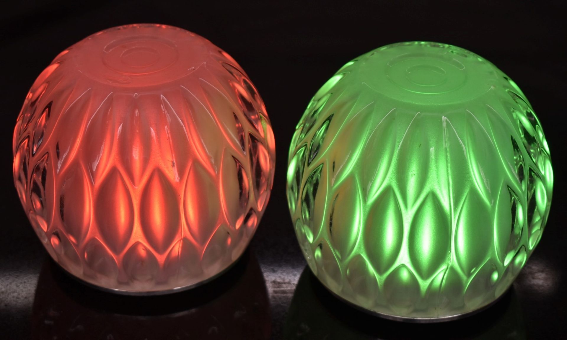 2 x Colour Changing LED Mood Light Table Lamps - Substantial Thick Glass Lights With Charging - Image 6 of 7