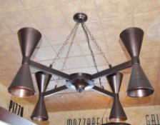 2 x Impressive 4 Arm Chandelier Light Fittings With Brown Pitted Finish - Pair of - Approx