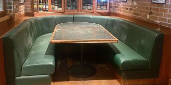 1 x U Shaped Seating Booth Upholstered in a Green Faux Leather With a U Shaped Dining Table