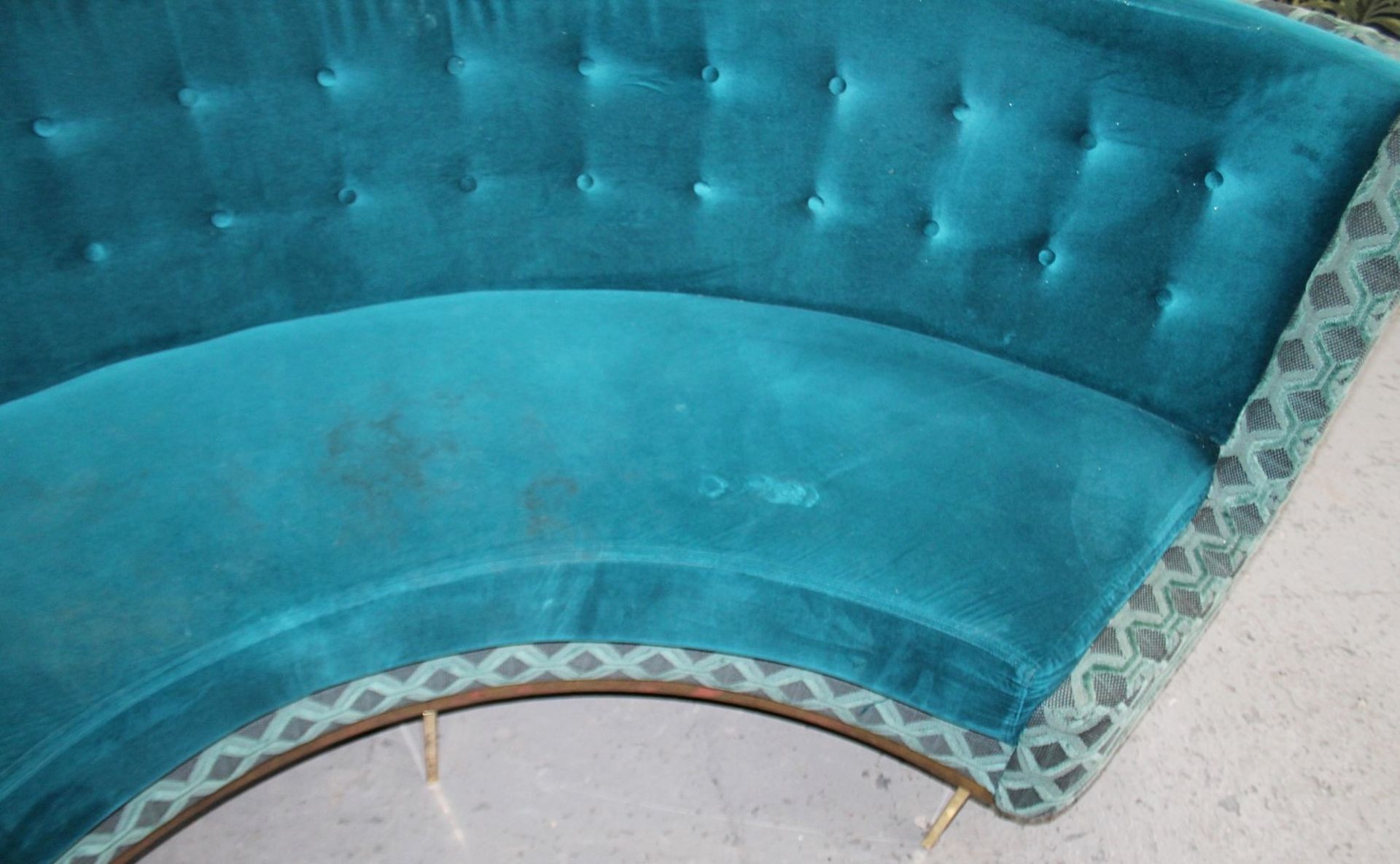 1 x Bespoke Commercial Curved C-Shaped Booth Seating Upholstered In Premium Teal Coloured Fabrics - - Image 8 of 17